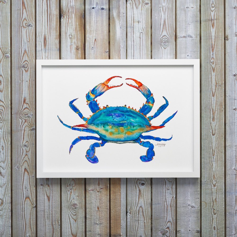 Blue Crab Pattern Saltwater Fly Fishing Art Print – ArtByAlexandraNicole