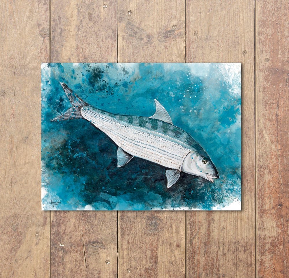 Bonefish Art, Saltwater Fish - ArtByAlexandraNicole