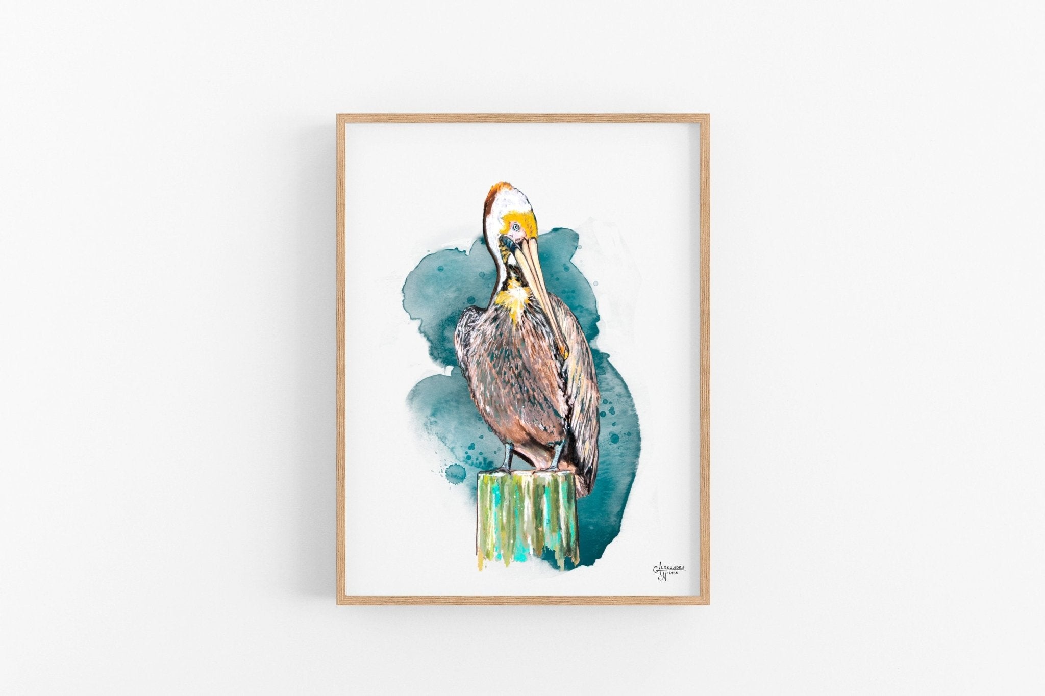 Brown Pelican Art Print - ArtByAlexandraNicole