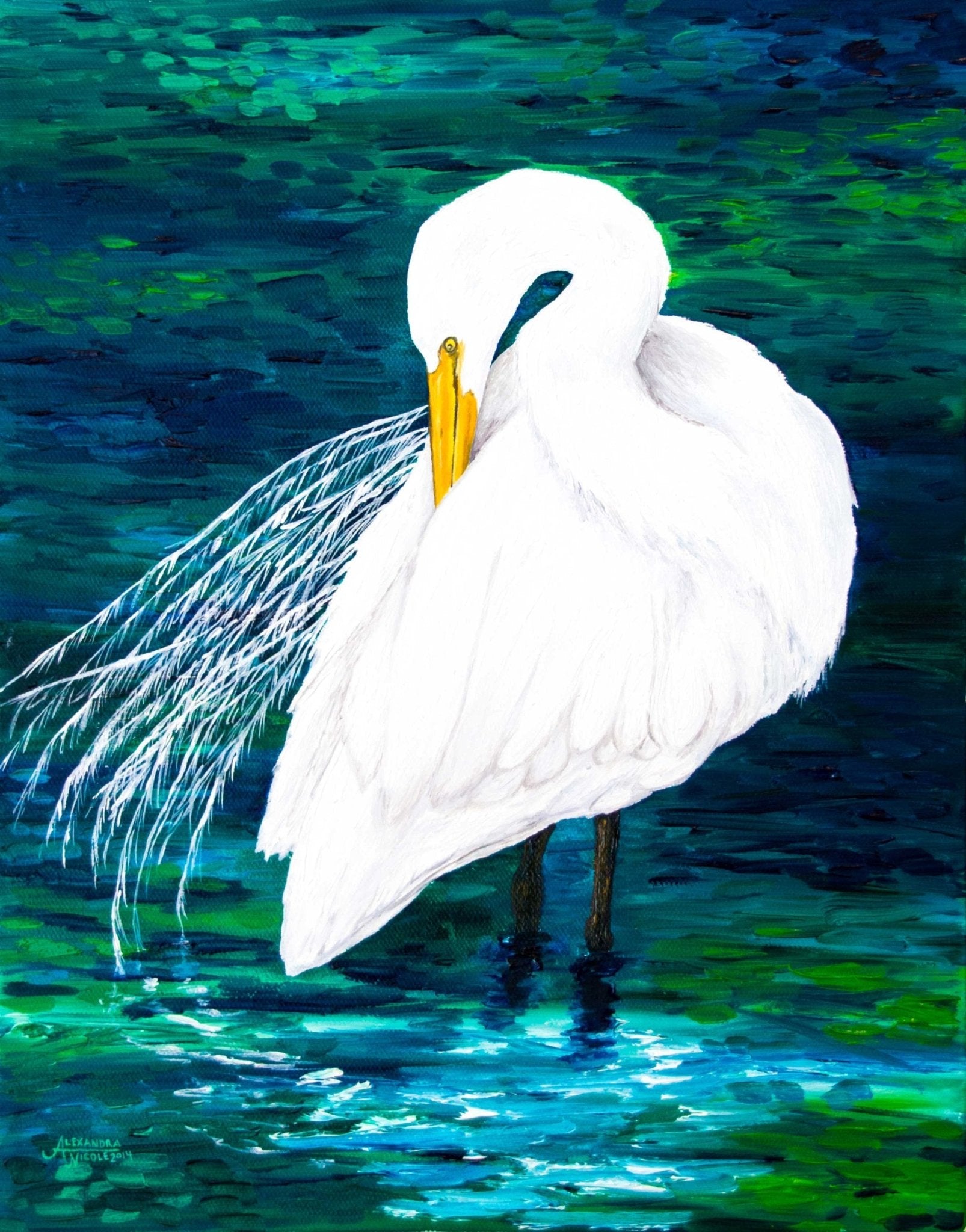 Egret Coastal Art Print - ArtByAlexandraNicole