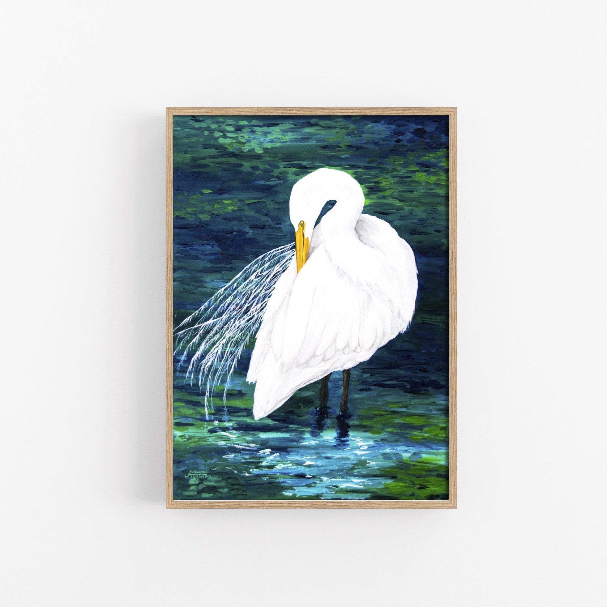 Egret Coastal Art Print - ArtByAlexandraNicole