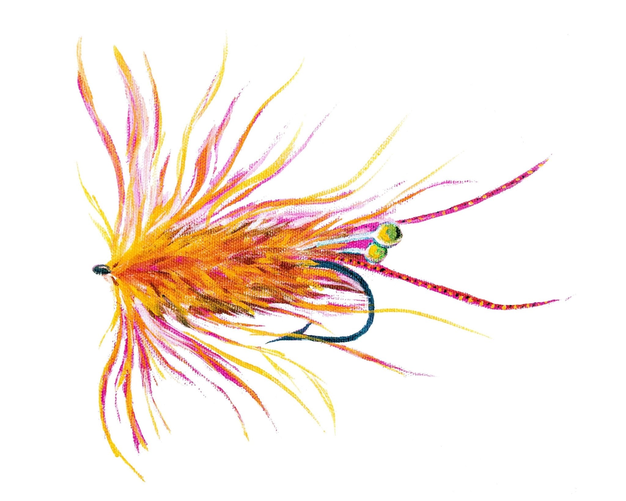 Fly Fishing Print Colorful Clouser and Orange Shrimp - ArtByAlexandraNicole
