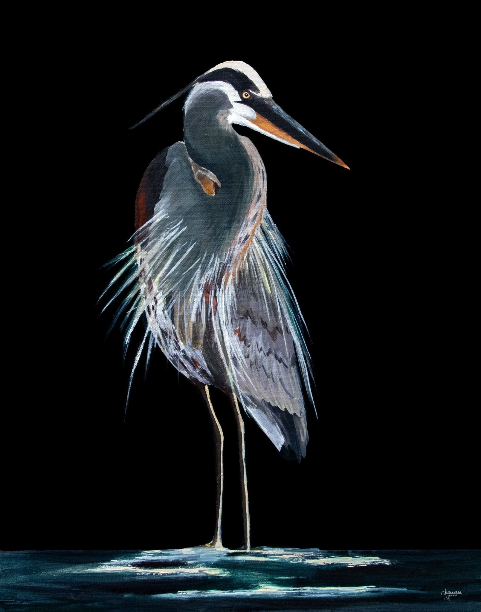 Great Blue Heron Art Print - ArtByAlexandraNicole