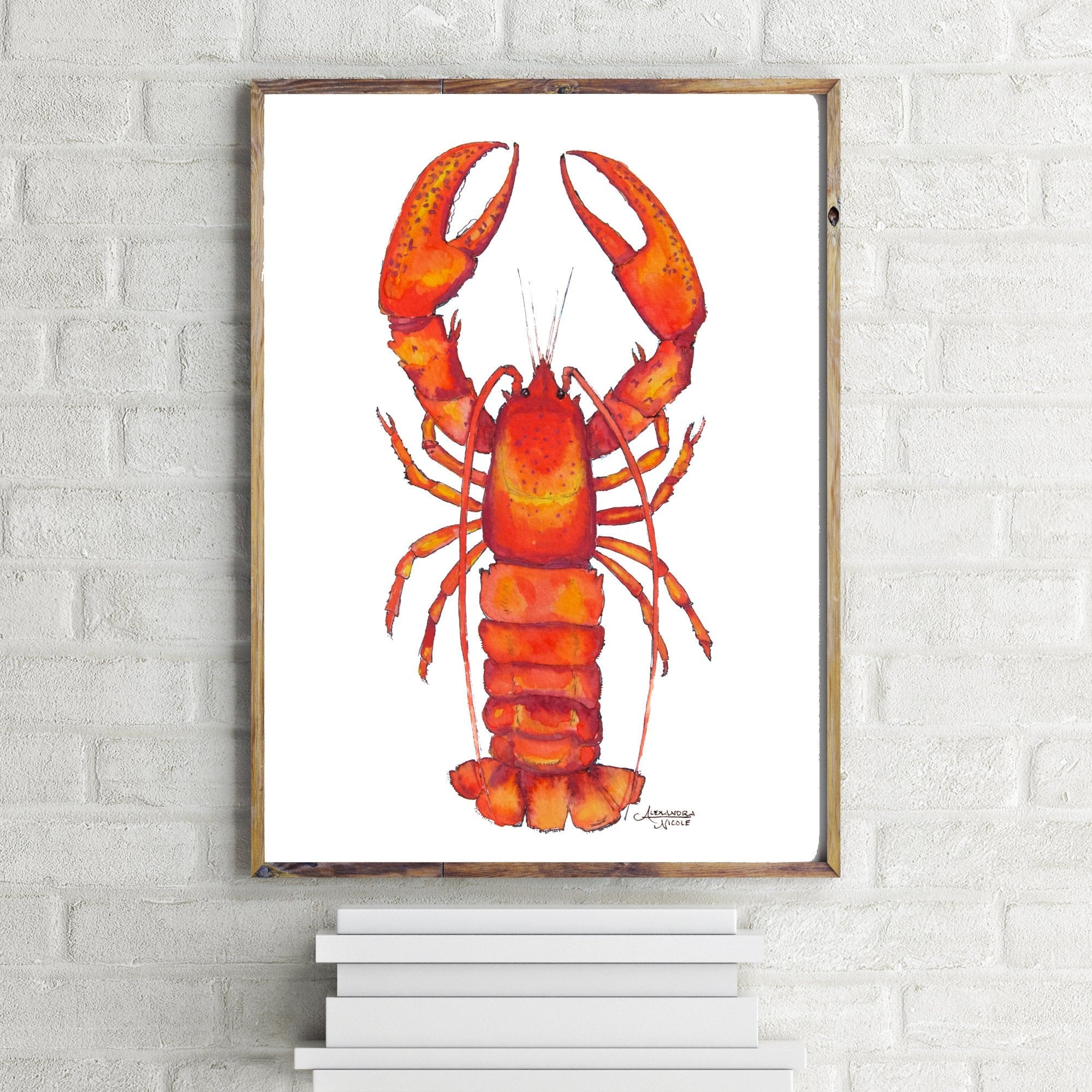 Lobster Watercolor Art Print - ArtByAlexandraNicole