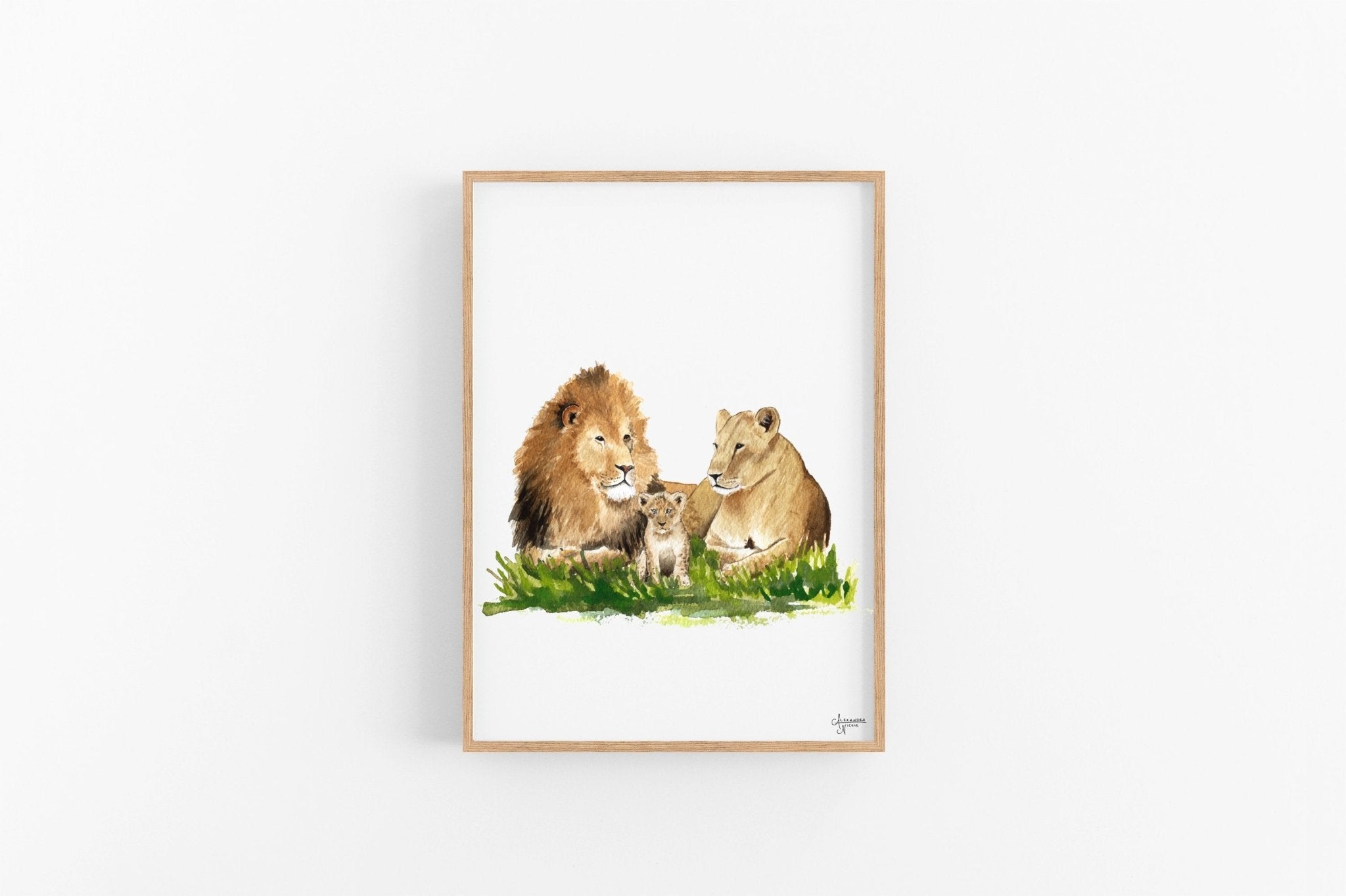 Mother and Baby Lion Fine Art Print - ArtByAlexandraNicole