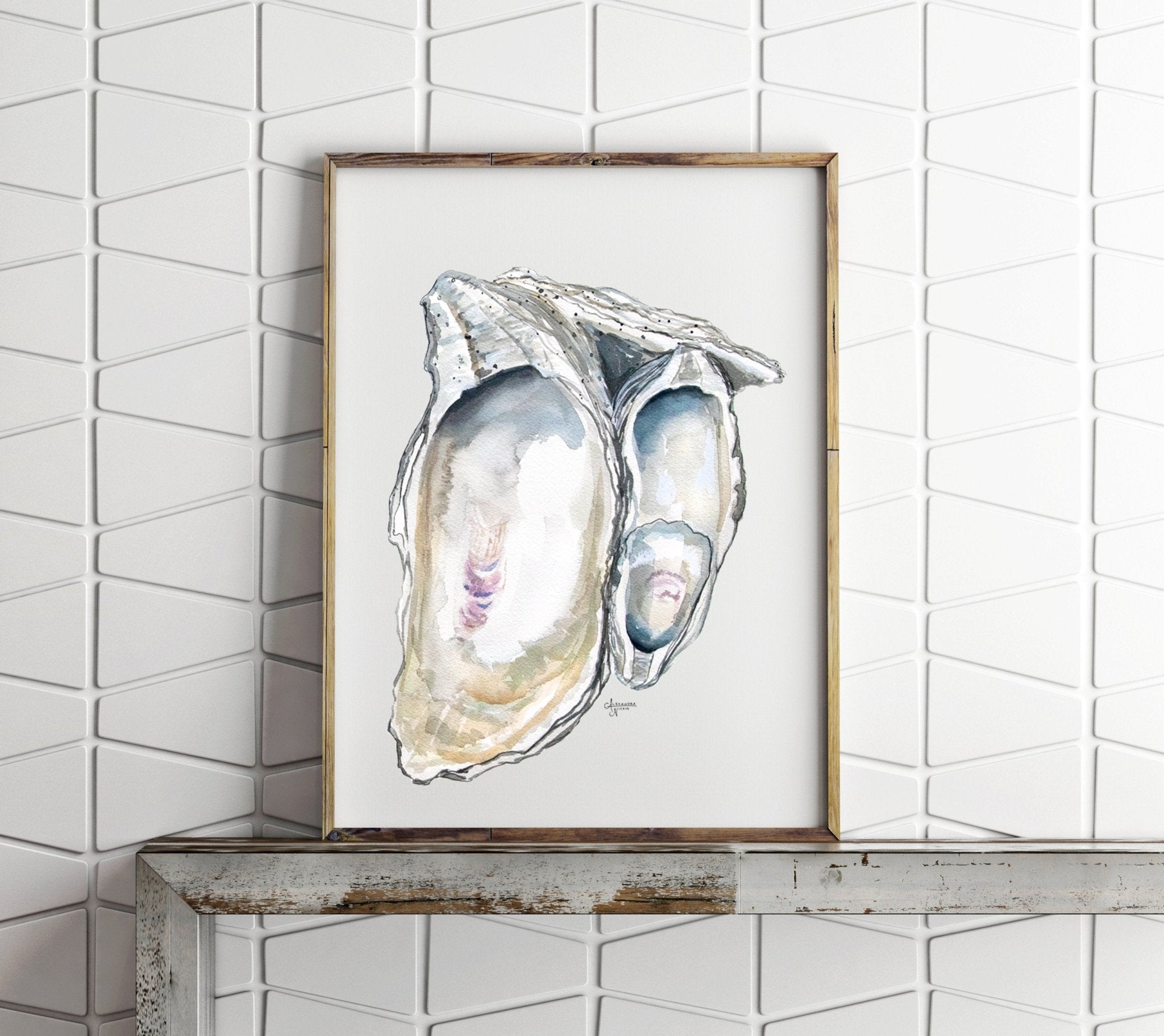 Oyster Cluster 2 Watercolor Oyster Print - ArtByAlexandraNicole