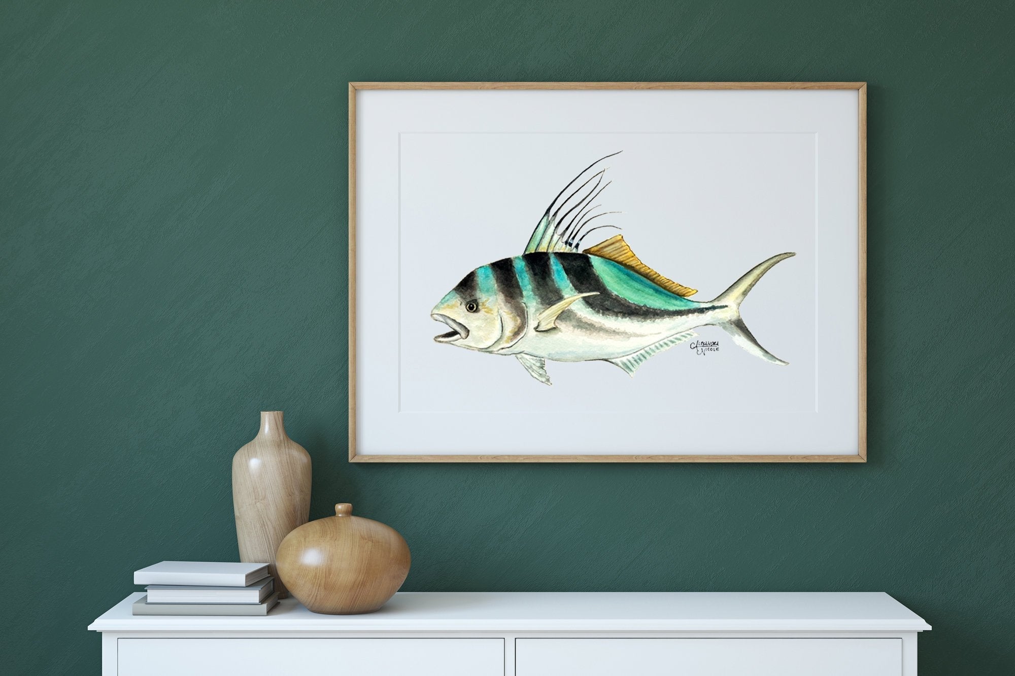 Rooster Fish Watercolor Art Print - ArtByAlexandraNicole