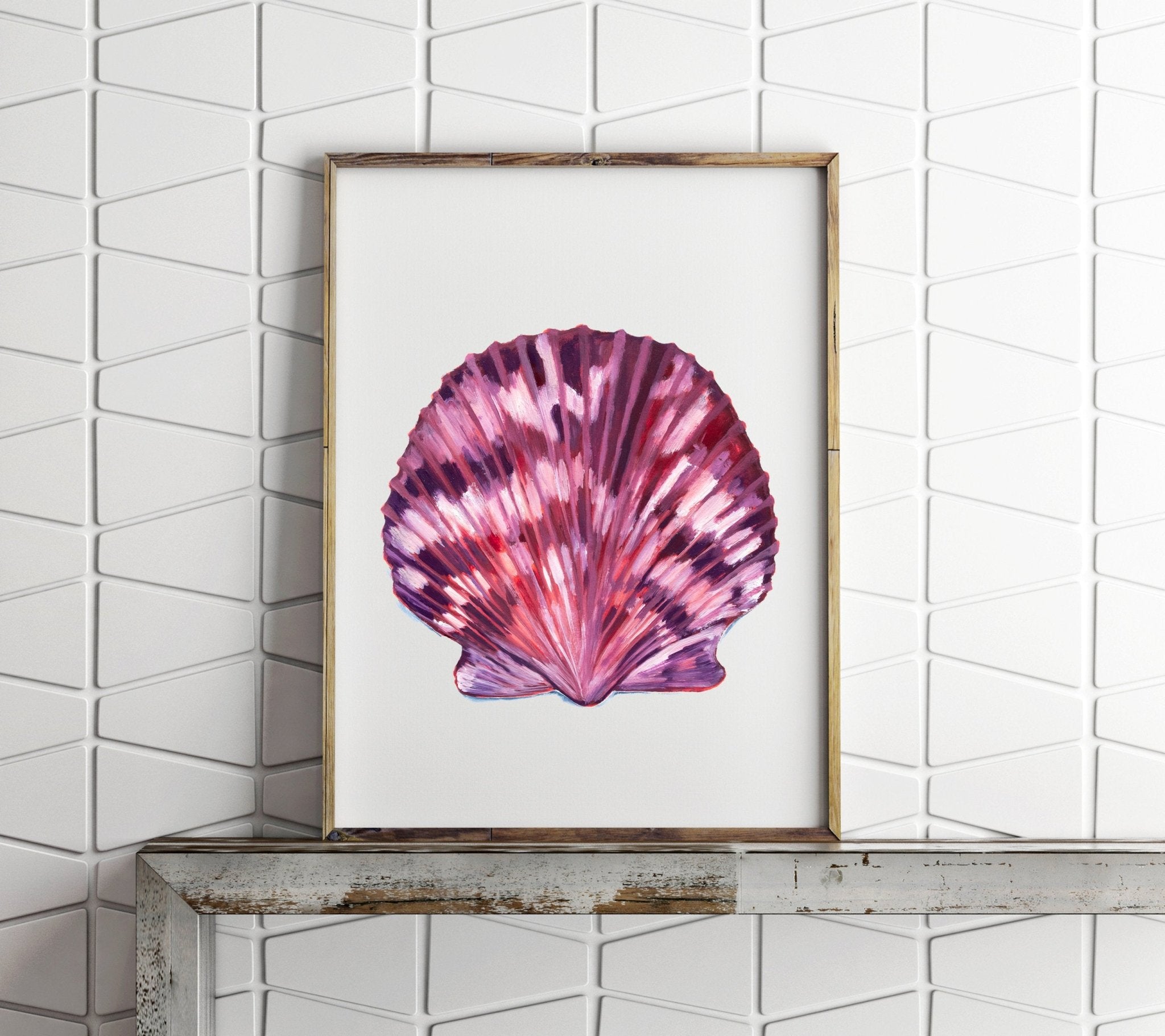 Scallop Sea Shell Art Print, Coastal Decor - ArtByAlexandraNicole