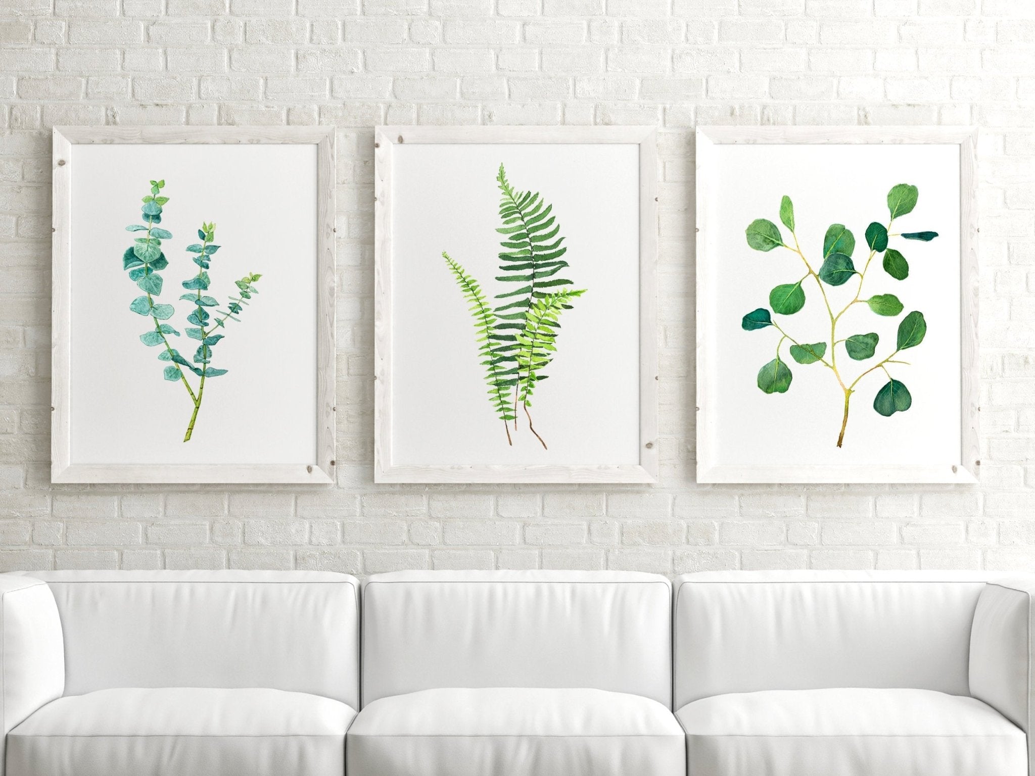 Set of 3 Botanical Prints, Eucalyptus, Fern - ArtByAlexandraNicole