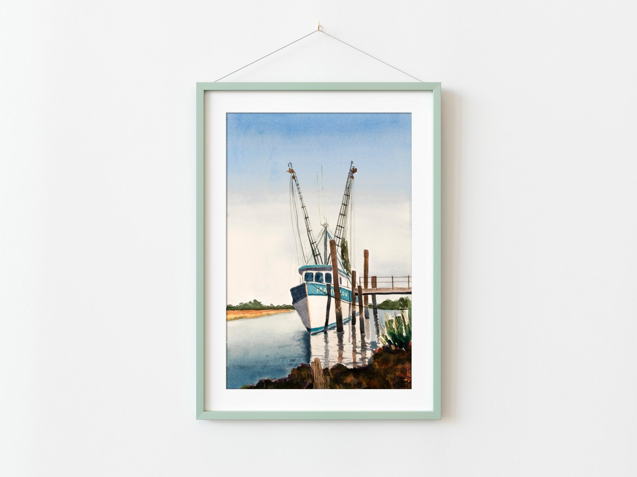 Shrimp Boat Print, Lowcountry Art - ArtByAlexandraNicole