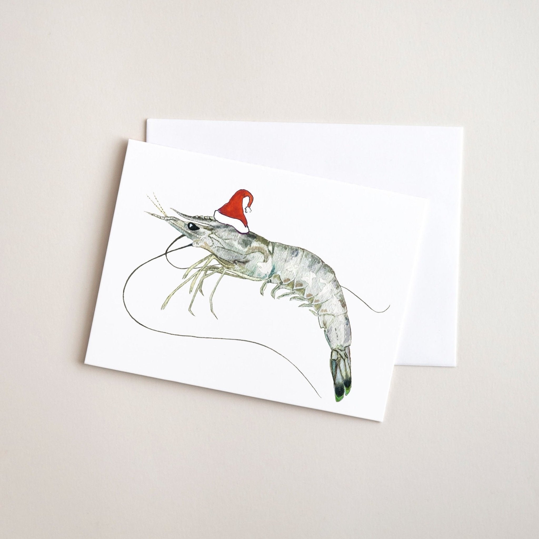 Shrimp Greeting Card, Santa Shrimp, 8 ct. - ArtByAlexandraNicole