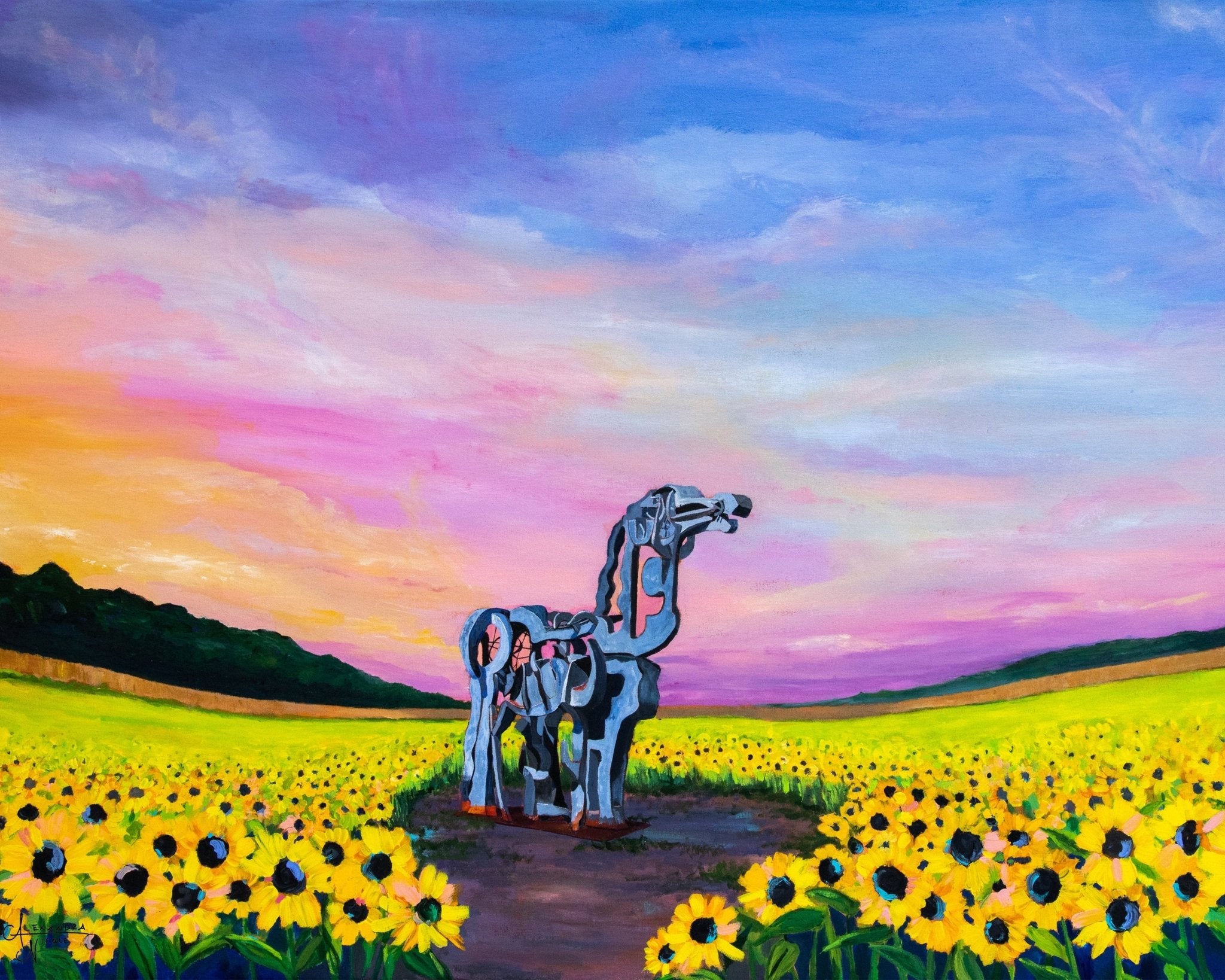 The Iron Horse in Athens, Georgia, Sunflower Field, Sunflower Print - ArtByAlexandraNicole