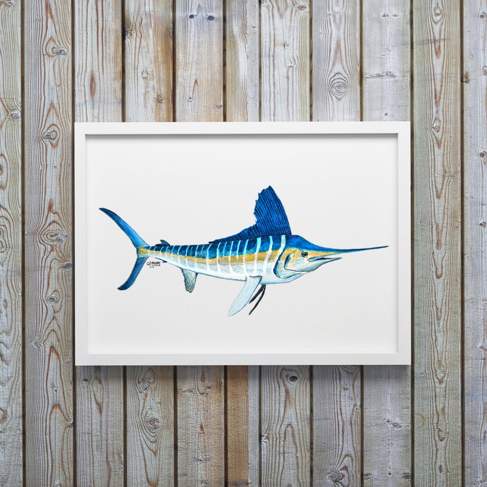 White Marlin Fish Watercolor Art Print, Fish Decor - ArtByAlexandraNicole