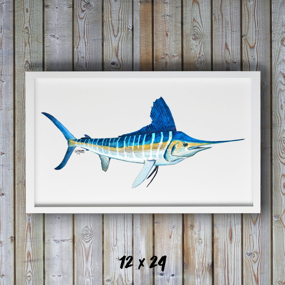 White Marlin Fish Watercolor Art Print, Fish Decor - ArtByAlexandraNicole